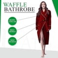 thumbnail image 2 of Canadian Linen Women Shawl Collar Terry Waffle Bathrobe Soft Absorbent Cotton Bathrobes for Shower bath Women Salon Lounge Robes, Medium, Burgundy Red, 2 of 6