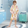 thumbnail image 5 of FORMRS Niños Bathrobe Unisex Hooded Robe Soft Plush Pajamas Sleepwear, Size 10-12T, Floral Orange, 5 of 7
