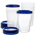 thumbnail image 1 of Contenedores de delicatessen PLASTICPRO de 950 ml, paquete de 72 con tapas giratorias azules, 1 of 7