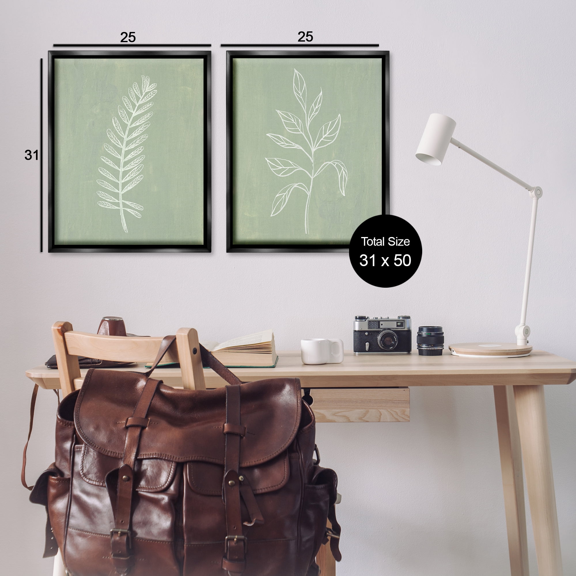 Stupell Industries Forest Fern Sprigs Floral & Botanical Painting Black Floater Framed Canvas Art Print Wall Art, 31 x 25, Set of 2