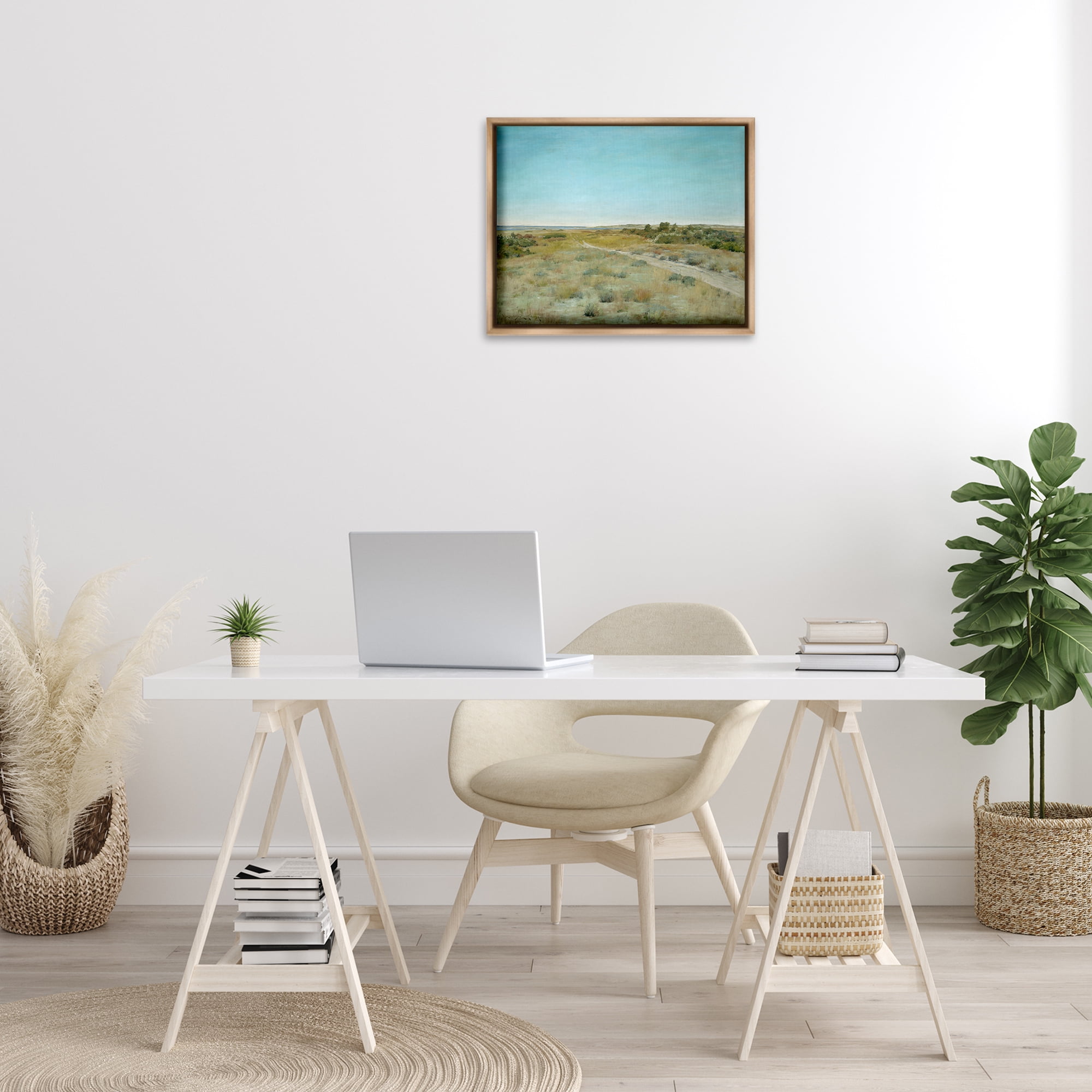 Stupell Industries Classic First Touch of Autumn Landscape & Nature Painting Brown Floater Framed Canvas Art Print Wall Art, 21 x 17