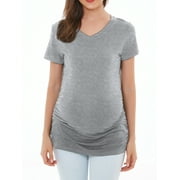 Womens V Neck Maternity Tops Clothes Short Sleeve Pregnancy T Shirts 3-Pack