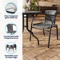 thumbnail image 4 of Flash Furniture 28'' Round Glass Metal Table with Gray Rattan Edging and 4 Gray Rattan Stack Chairs, 4 of 13