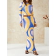 thumbnail image 4 of Franhais Women Fashion Clothes,Tie-dye Printed Crew Neck Long Sleeve Tops + High Waist Long Skirt, 4 of 9