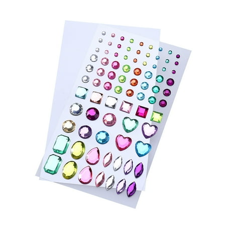 2 Sheets Bright and Beautiful Decorations Self-adhesive Gems Stickers Child