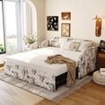 thumbnail image 2 of Twin Size Upholstered Daybed with Pop-Up Trundle, Botanical Print Fabric, Built-In USB Charging Ports, Space-Saving Sofa Bed for Guest Room, Bedroom, Living Room, 2 of 9