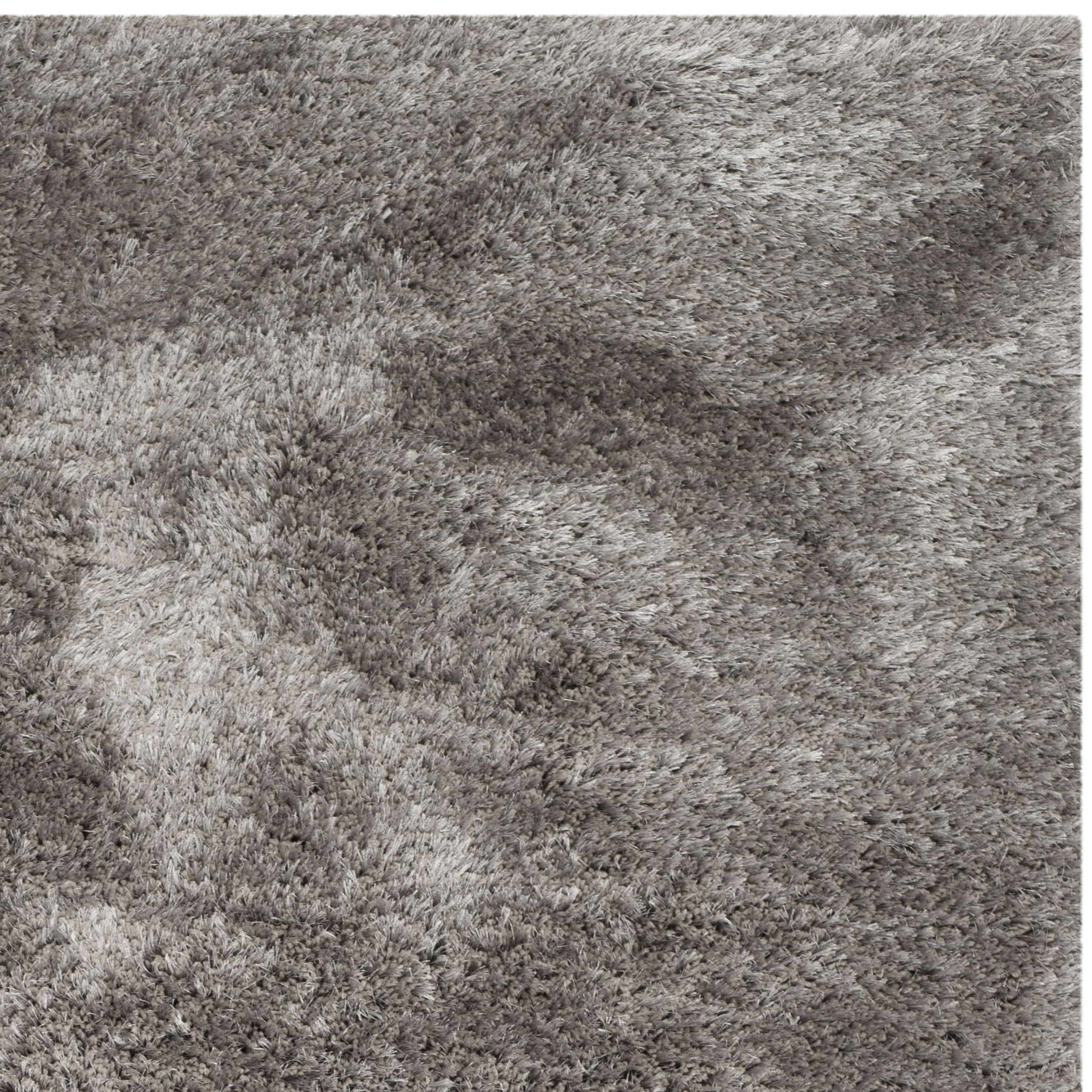 SAFAVIEH Henley Solid South Beach Polyester Shag Area Rug, Silver, 2' x 3'