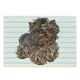 thumbnail image 1 of Yorkie Cutting Board, Brown Yorkie with Evenr Buckle on Its Head Drawing on Chevron Backdrop, Decorative Tempered Glass Cutting and Serving Board, Large Size, Chestnut Brown, by Ambesonne, 1 of 1