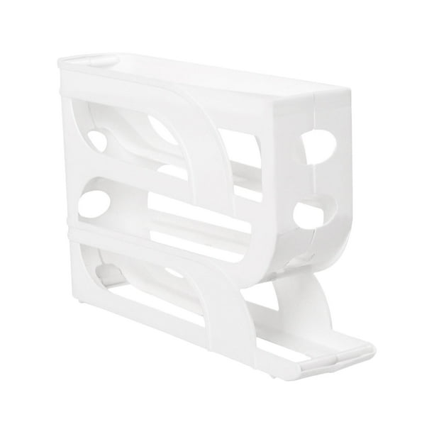 Soporte para huevos para refrigerador, contenedor para huevos, caja para mantener fresco, contenedor de almacenamiento para huevos para nevera, Blanco 4 niveles.