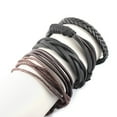 thumbnail image 3 of Jiaroswwei 4Pcs/Set Vintage Handmade Woven Leather Rope Bracelet Bangle Men Jewelry Gift, 3 of 7