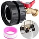 thumbnail image 1 of Adaptador de grifo para tanque IBC, accesorios para tanque de agua de 264 galones, conector de plástico de rosca fina de 2,44 pulgadas con grifo de latón de rosca G1/2, conector de contenedor IBC para, 1 of 7