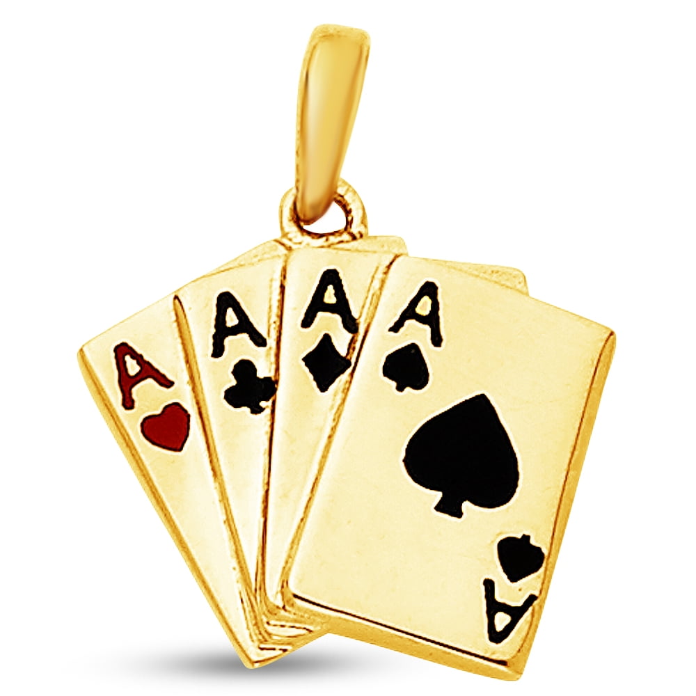 AA Jewels 14K Yellow Gold A Ace Poker Pendant Charm (13x16 mm