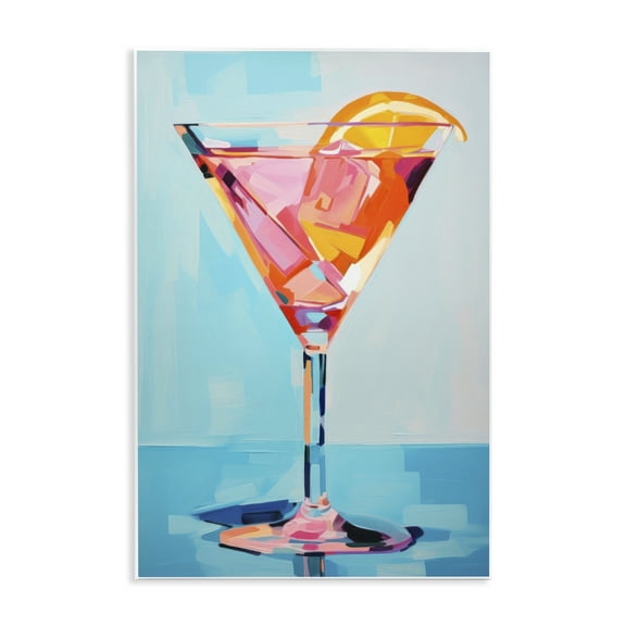 Stupell Industries Blue & Pink Martini Food & Beverage Painting Unframed Art Print Wall Art, 10 x 15