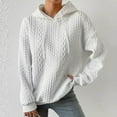 thumbnail image 2 of Vrorvz Oversized Cable Knitted Hoodies for Women Solid Color Hooded Drawstring Long Sleeve Casual Sweatshirt with Pocket, 2 of 6