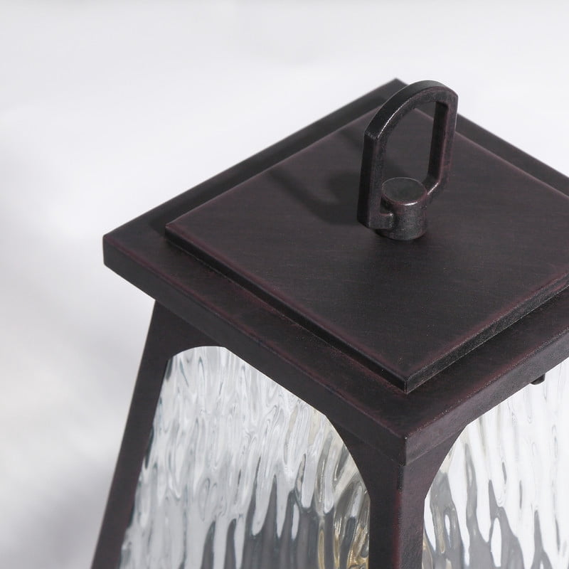 LNC 1-Light Trantisional Outdoor Post Light, with Textured Glass and Matte Black Finish