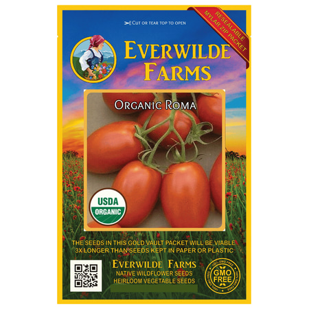 Everwilde Farms - 50 Organic Roma Heirloom Tomato Seeds - Gold Vault Jumbo Bulk Seed (Best Organic Heirloom Seeds)