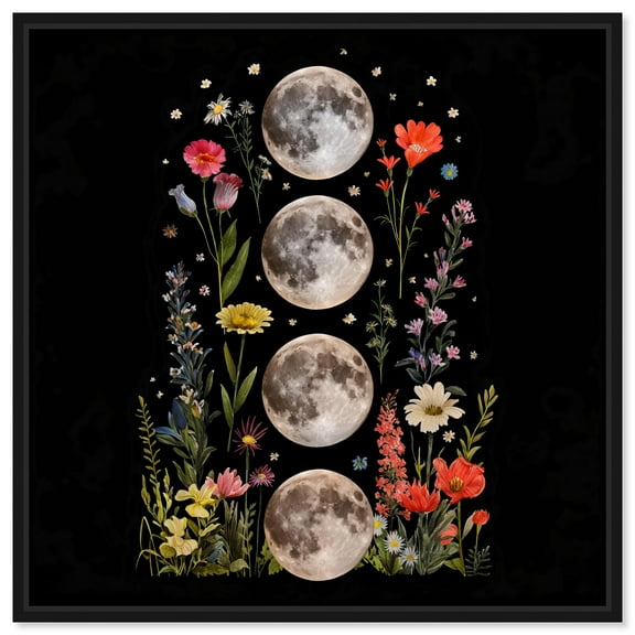 Four Moons Canvas Folk Art Prints by Art Remedy, Black Frame, 12" x 12"