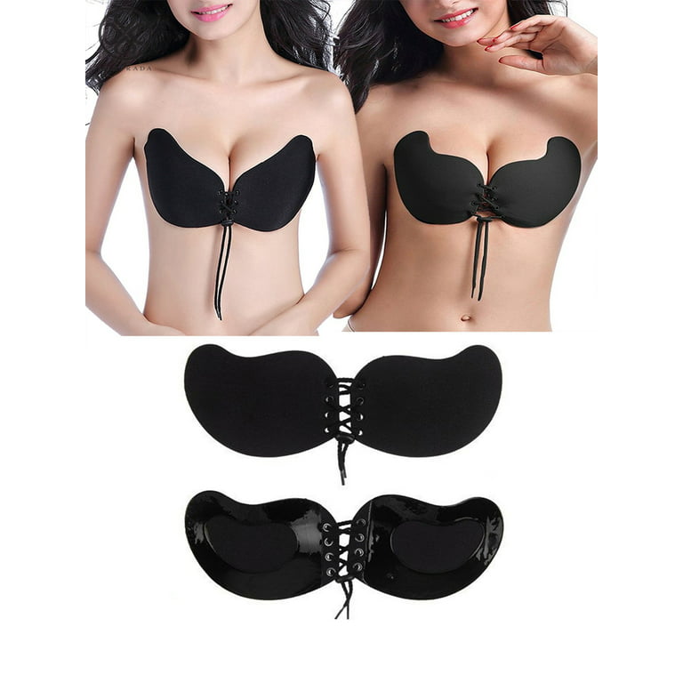 Women Invisible Push Up Bra Self-Adhesive Silicone Bust Front Closure Sticky  Bra Black Skin Sexy Backless Strapless Bra - AliExpress