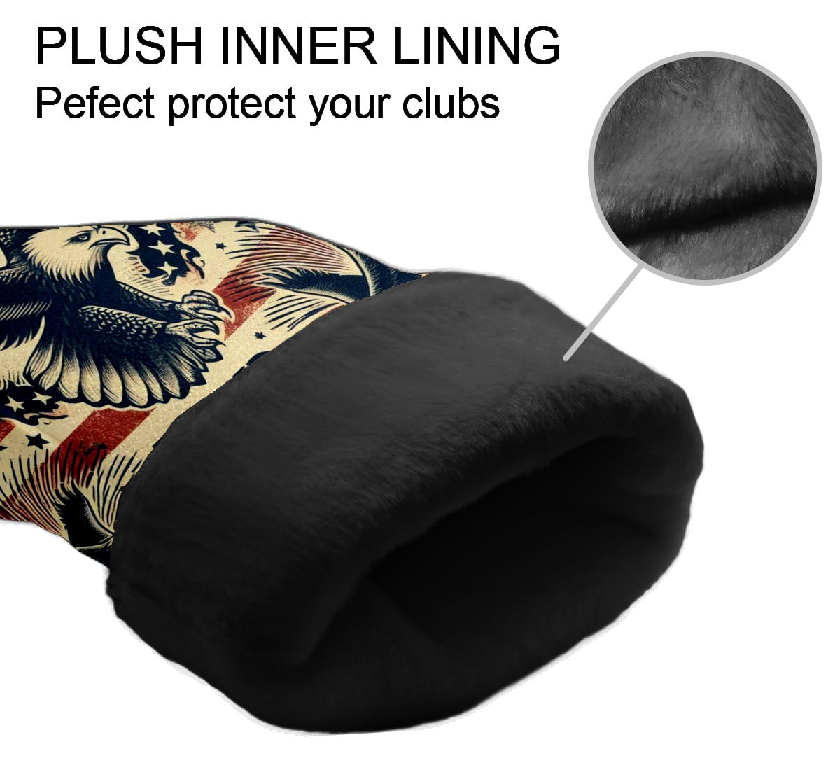 Golf Club Covers, Dark Blue Americana Eagle Premium PU Leather Driver Hybrid Putter Head Covers with Velvet Lining, Waterproof Golf Gifts for Men Women