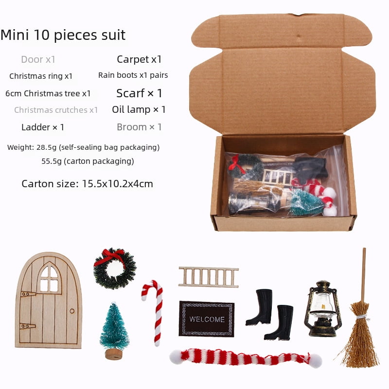 Kit Puerta Elfos Navidad 24 Piezas, Decoración Miniatura Con Casa, árboles Y Figuras - Para Crear Escenarios Mágicos Infantiles