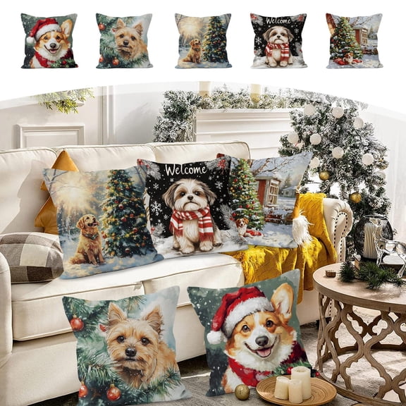 Xuniizn Christmas Pillow Covers 18x18 inch Xmas Decorations Soft Plush Faux Fur Wool Christmas Throw Pillow Cases Winter Holiday Decor for Sofa Living Room