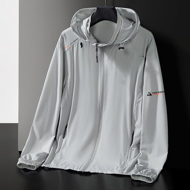 TIMIFIS Veste à Capuche pour Homme pour Protection Sun à Manches Longues à Capuche à Fermeture Éclair Légère Décontractée Confortable Couleur Unie Veste Athlétique pour Randonnée Course Golf Sports