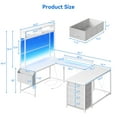 thumbnail image 2 of TROPOW U Shaped Desk with Monitor Stand and LED Lights, U Shaped Gaming Desk with Storage Shelves, Large Computer Desk with Power Outlets, Large Corner Office Desk with 4 Drawers,White, 2 of 7