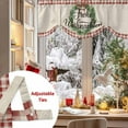 thumbnail image 5 of Christmas Tie Up Valances Curtain, Frohe Weihnachten Green Wreaths Red Plaid Retro Adjustable Rod Pocket Short Window Treatment Tie Up Curtains Valances for Kitchen Living Room Bathroom 54x18 In, 5 of 9