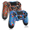 2 Pcs Wireless Controller Compatible for PS4/Slim/Pro Console with Dual Vibration and Mini LED Indicator, High-Sensitive Wireless Bluetooth Controller with Anti-Slip(Blue+Brown)