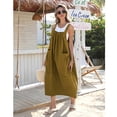 thumbnail image 3 of PUWEI Women's Loose Overall Dress Adjustable Straps Casual Barrel Midi Dress Bib Romper with Pockets, 3 of 7