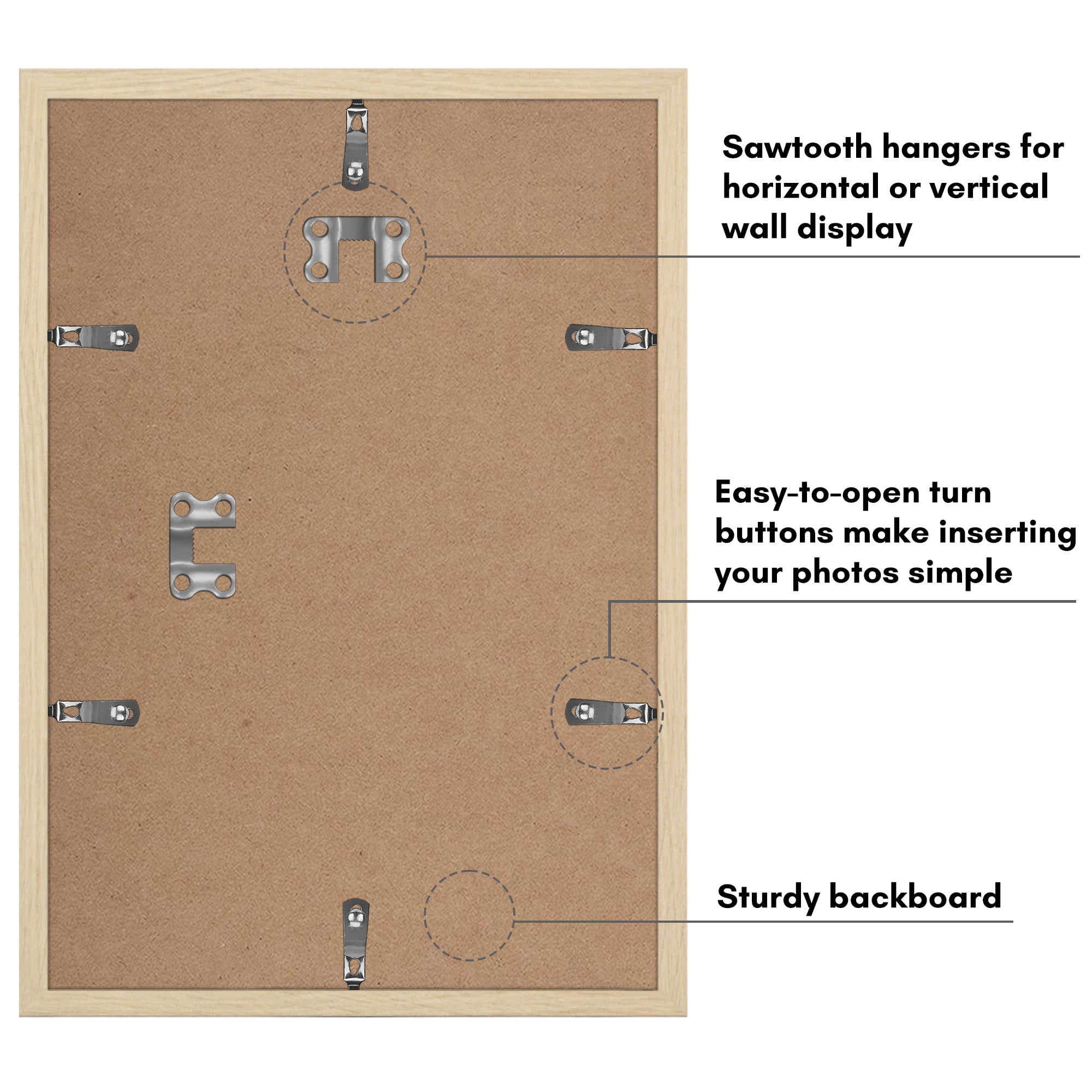 Americanflat 8x12 Picture Frame with Polished Plexiglass with 6x8 Mat 2 Pack Display Photo Wall - Natural Oak