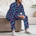 thumbnail image 7 of Disketp purple flower blue Skull Mens Pajama Set, Soft Warm Long Sleeve Sleepwear, Cozy Button-Down Pjs for Men-X-Large, 7 of 7