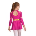 thumbnail image 2 of TiaoBug Kids Cheer Leader Costume Halloween Outfit Long Sleeve Cold Shoulder Cheerleading Dress Hot Pink 10, 2 of 7