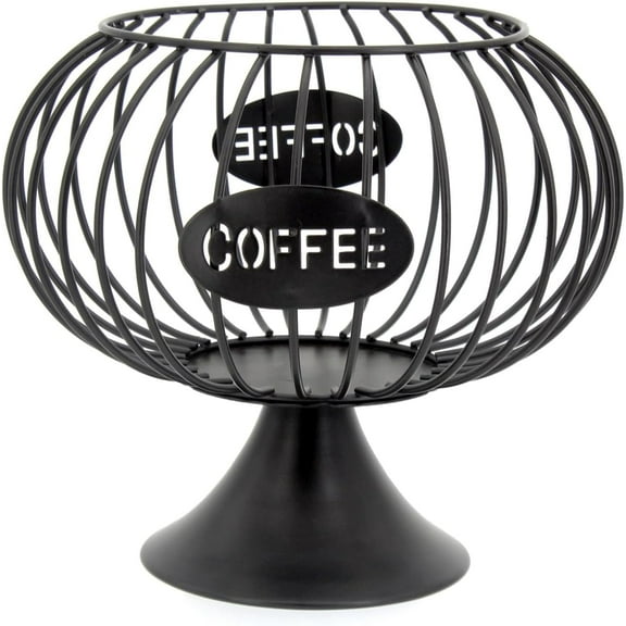 Large Capacity Coffee Pod Holder for Countertop K Cup Organizer Metal Storage Basket for Pods K Cup Storage for Coffee Capsule Creamer Coffee Bar Decor Black