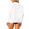 thumbnail image 3 of INSPIRE CHIC Button Dwon Shirt Casual Long Sleeve Sheer Blouses White L, 3 of 6