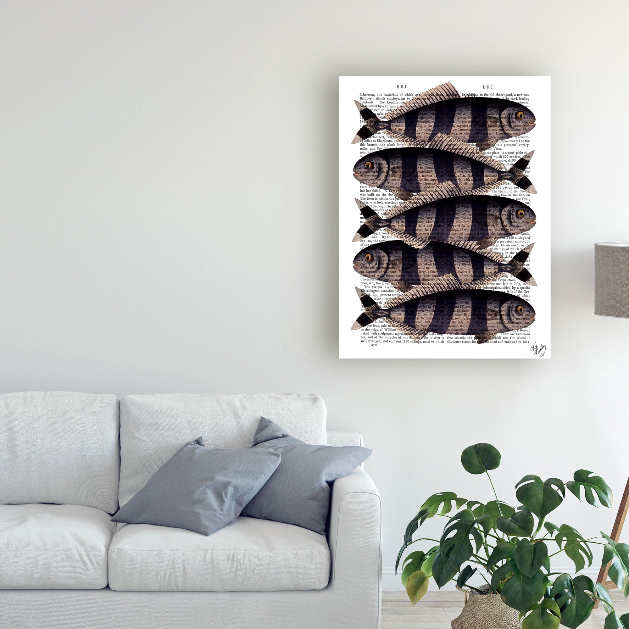 Trademark Fine Art 'Five Striped Fish' Canvas Art by Fab Funky