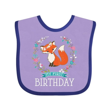 

Inktastic First Birthday 1 Year Old Girl Fox Gift Baby Girl Bib