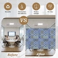 thumbnail image 5 of Vintage Boho Window Privacy Film, Middle Century Bohemia Style Patchwork Blue Static Cling UV Sun Blocking Heat Control Window Tint Day and Night, Non-Adhesive One Way Privacy Cover 19.6''x39.3'', 5 of 7