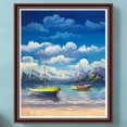 thumbnail image 3 of Kit de pintura por números DIY, arte al óleo junto al mar, imagen artesanal, decoración del hogar, 3 of 9