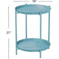 thumbnail image 2 of Grand Patio Indoor & Outdoor Side Table 2-Tier, Weather-Resistant Steel Round End Table for Porch, Poolside, Bedroom, Living Room, Blue, 2 of 8