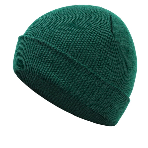 Sonducket Nuevos sombreros de invierno para mujer, gorros para niñas, gorro de punto sólido bonito, gorros de otoño para niñas, gorros, gorro Sombreros verde oscuro 2