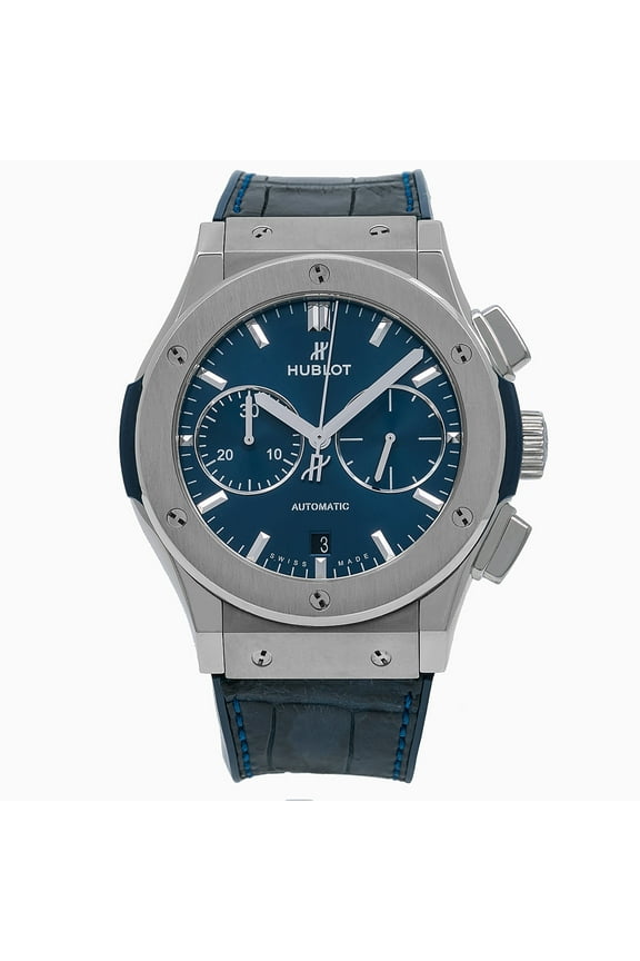 Pre-Owned Hublot Classic Fusion Chronograph 541.NX.7170.LR 42MM Blue Dial With Leather Bracelet