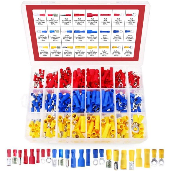 Hilitchi 360 Pcs Bornes de Fil Électrique Isolées Assorties Ensemble de Pelle
