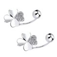 thumbnail image 2 of 1 par de pendientes de botón de plata esterlina con forma de hoja, pendientes de botón para mujer para fiestas, festivales y aniversarios, 2 of 13