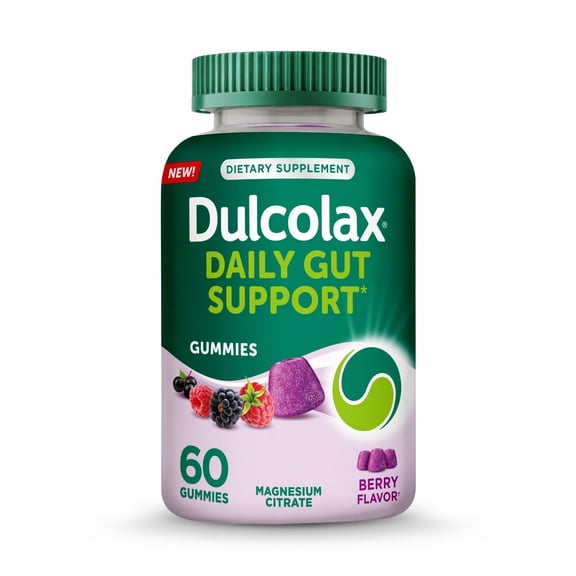 Dulcolax Daily Gut Support Gummies, Magnesium Formula, Stimulant-Free, Berry Flavor, 60 Count