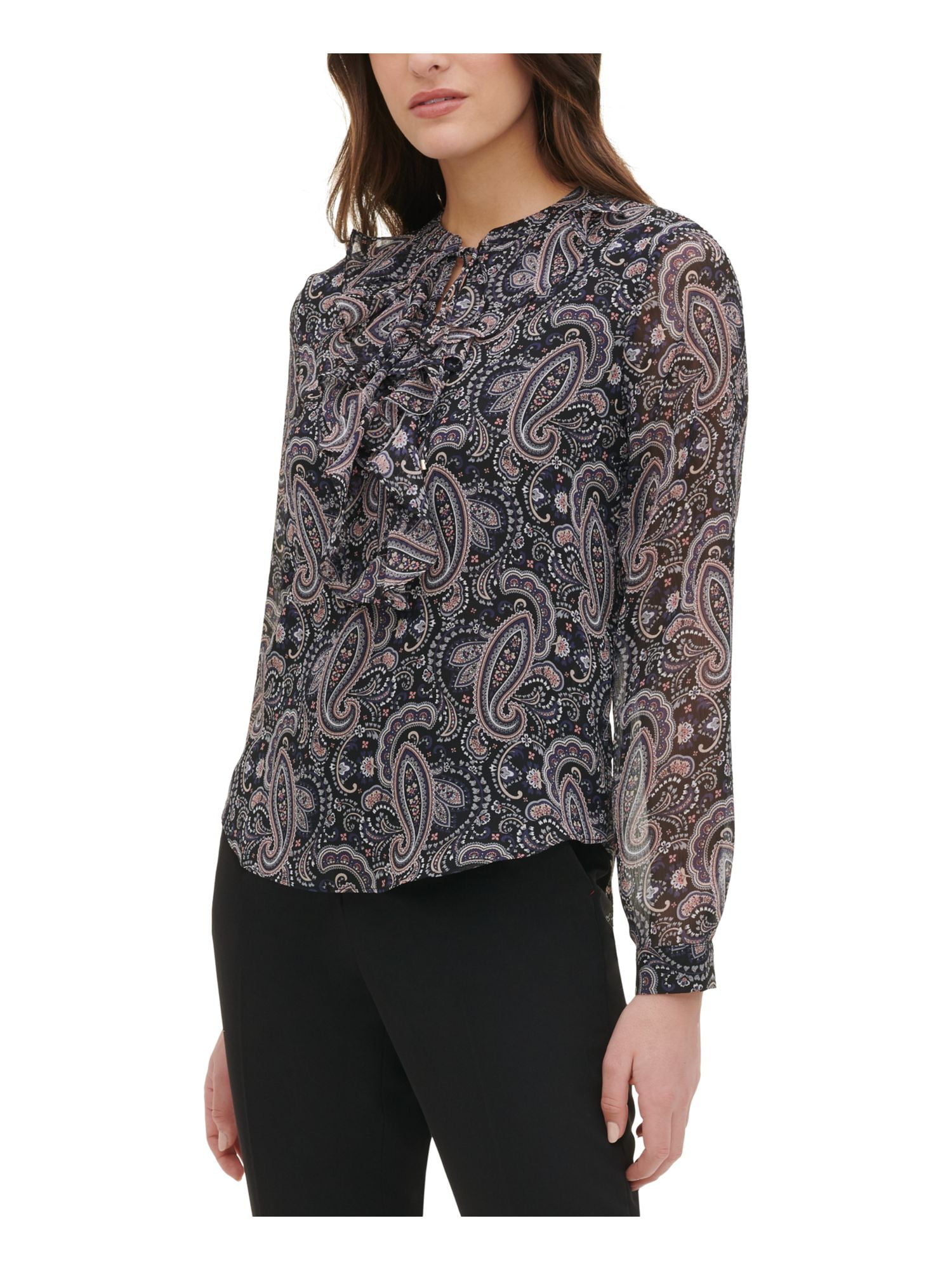 Long Sleeve Crew Neck Blouse Size 