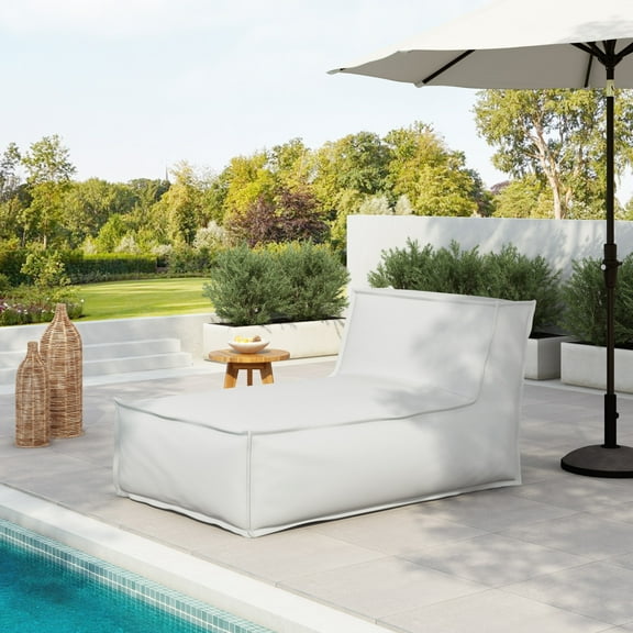 Christopher Knight Home 61" Outdoor Bean Bag Lounge Chair, Weather-Resistant Fabric, Light Gray
