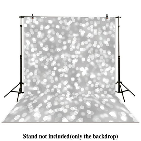 Christmas Bokeh Overlay MOHome Polyster 5x7ft photography backdrops gray silver Blurred circle dots christmas winter bokeh Overlay Newborn Floordrop props photo studio booth background baby shower photocall ()
