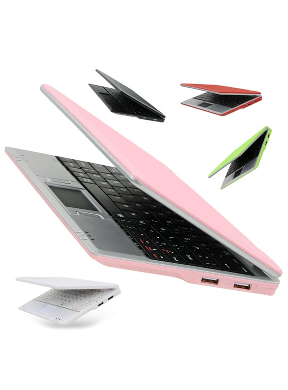 Goldengulf 7 Inch Portable Mini Computer Laptop PC Netbook for Kids Android 12 Quad Core 32GB WiFi Built in Camera Netflix YouTube Flash Player-Pink