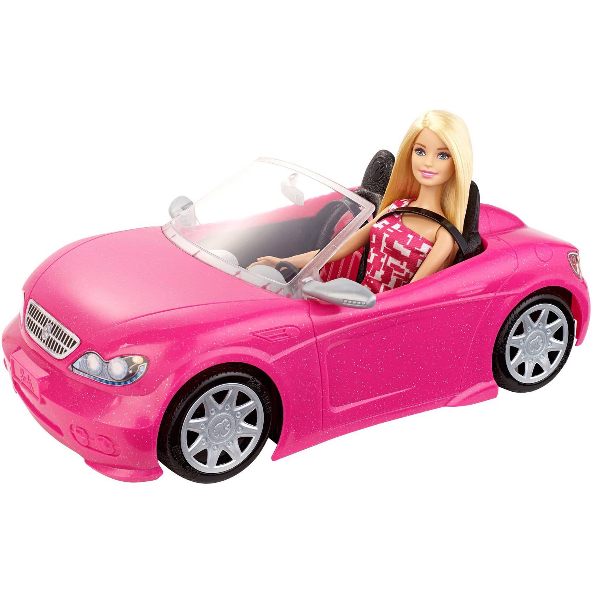 PINK CONVERTIBLE BARBIE CAR VERY GOOD CONDITION WITH ALL STICKERS